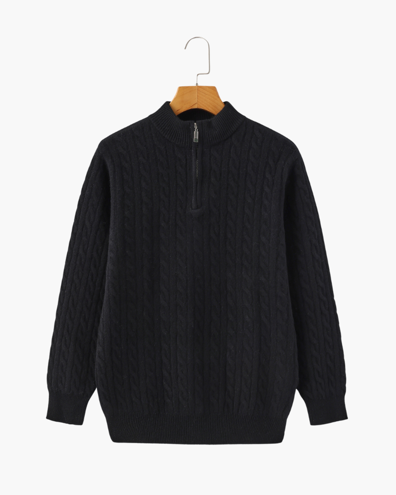 Velmor™ | Aurèle – Pull Demi-Zip en Cachemire