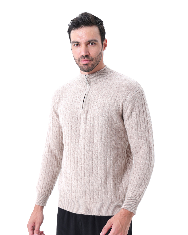 Velmor™ | Aurèle – Pull Demi-Zip en Cachemire
