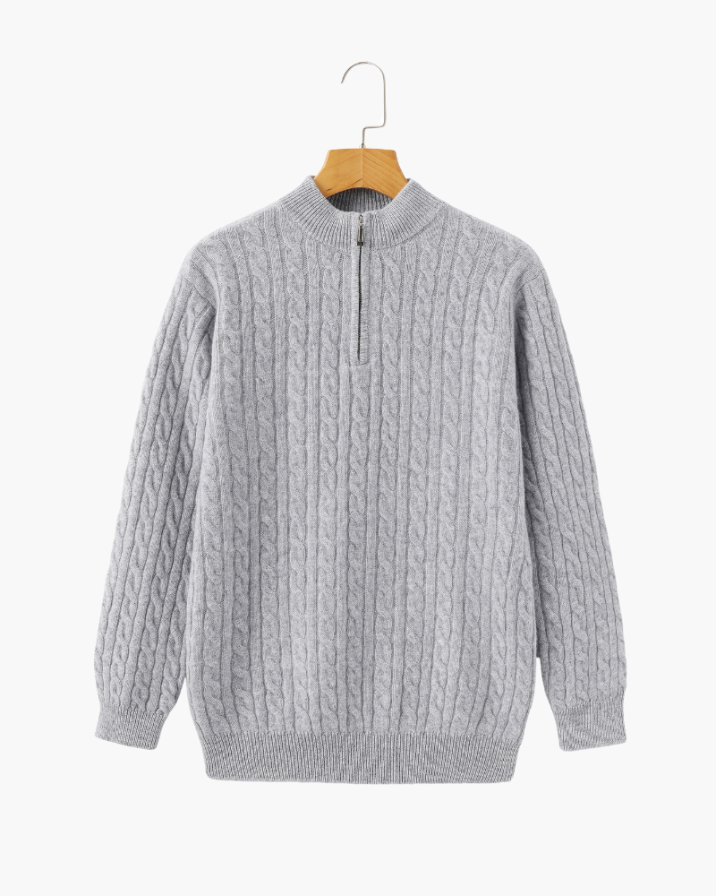 Velmor™ | Aurèle – Pull Demi-Zip en Cachemire