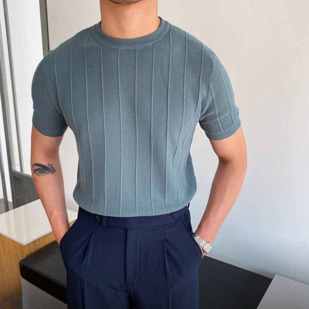 Velmor™ | Elian – T-shirt Rayé en Maille d’Été