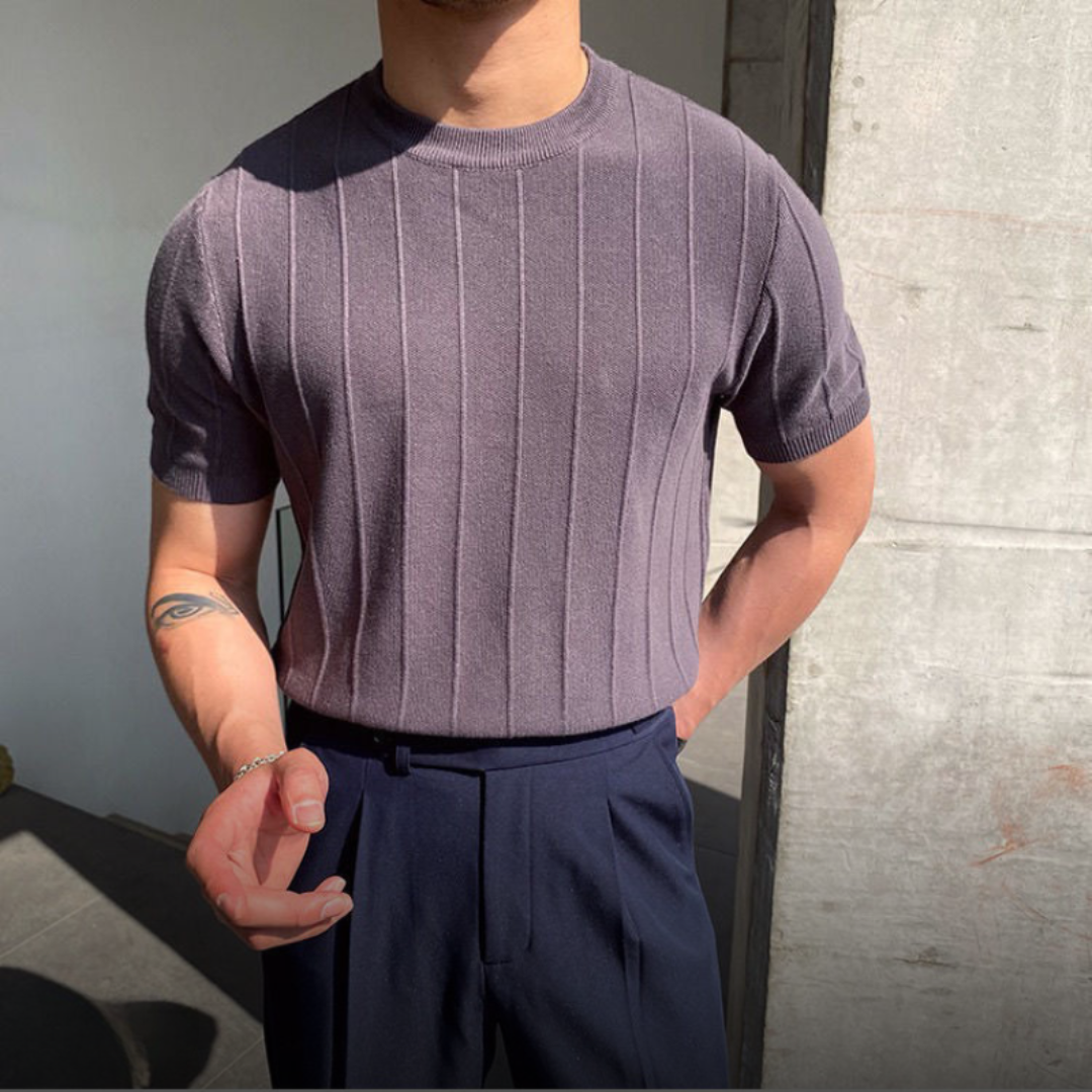 Velmor™ | Elian – T-shirt Rayé en Maille d’Été
