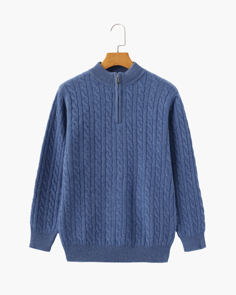 Velmor™ | Aurèle – Pull Demi-Zip en Cachemire