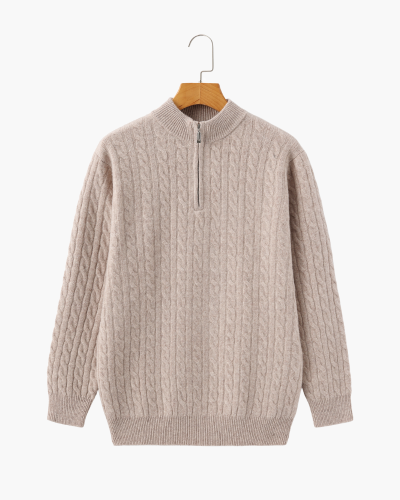 Velmor™ | Aurèle – Pull Demi-Zip en Cachemire