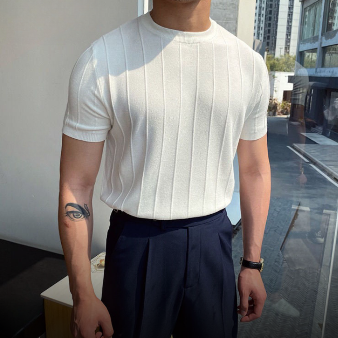 Velmor™ | Elian – T-shirt Rayé en Maille d’Été