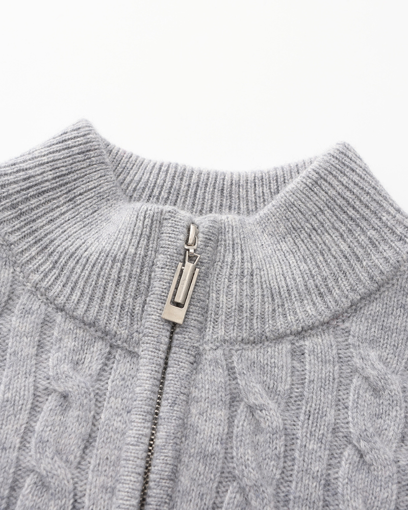 Velmor™ | Aurèle – Pull Demi-Zip en Cachemire